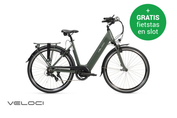 Elektrische fiets Veloci Vivid lage instap batterij 70 tot 140 km maat 48 + gratis fietstas en slot